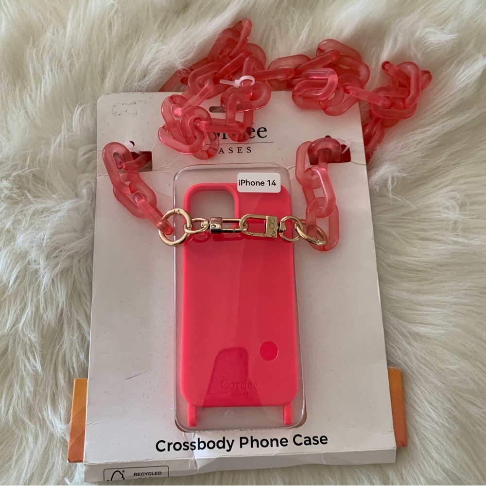 Pink Crossbody iPhone 14 Phone Case Chain link Strap - Picture 5 of 14